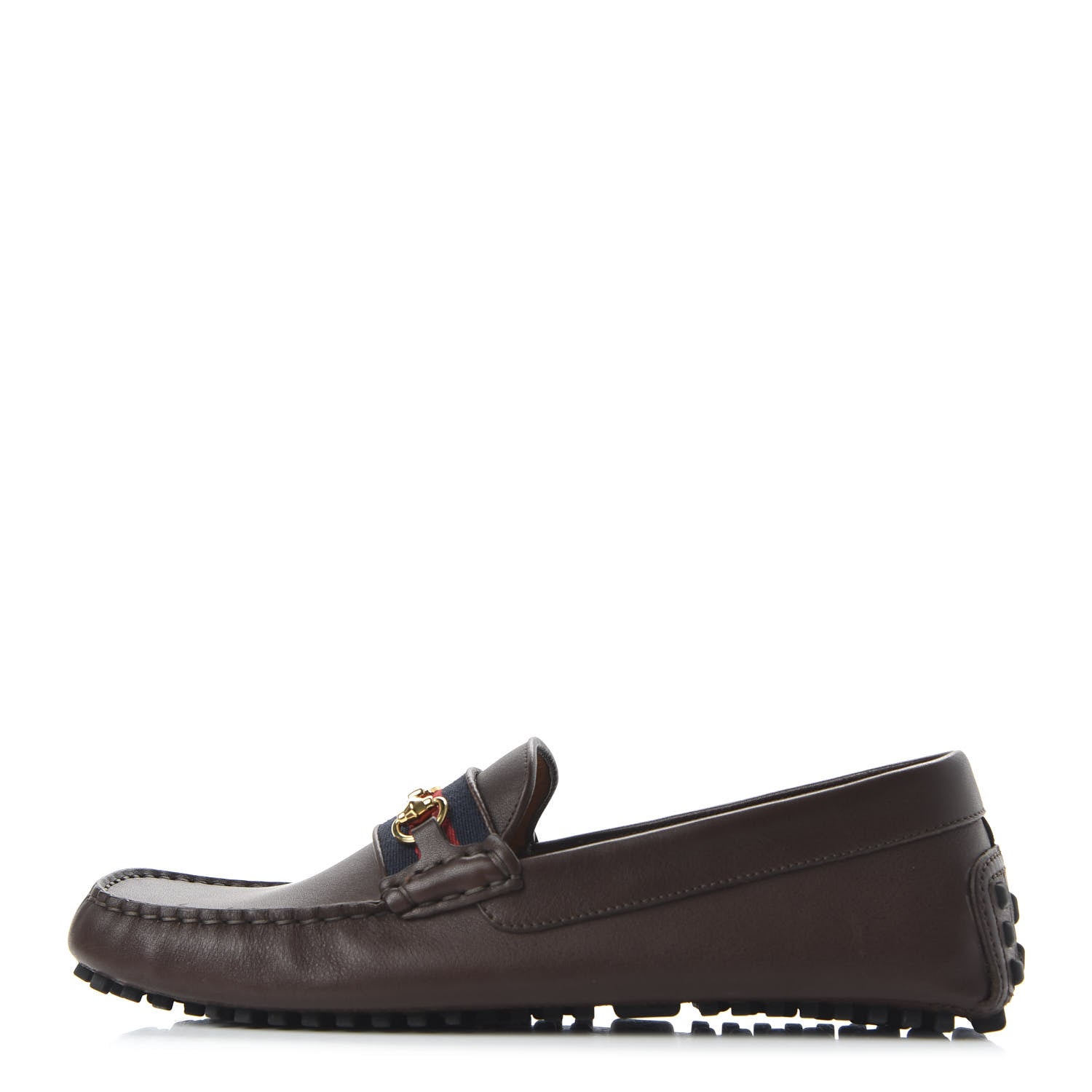 Gucci Soft Clove Calfskin Web Mens Horsebit Driver Loafers 8.5 Cocoa 1 of 8