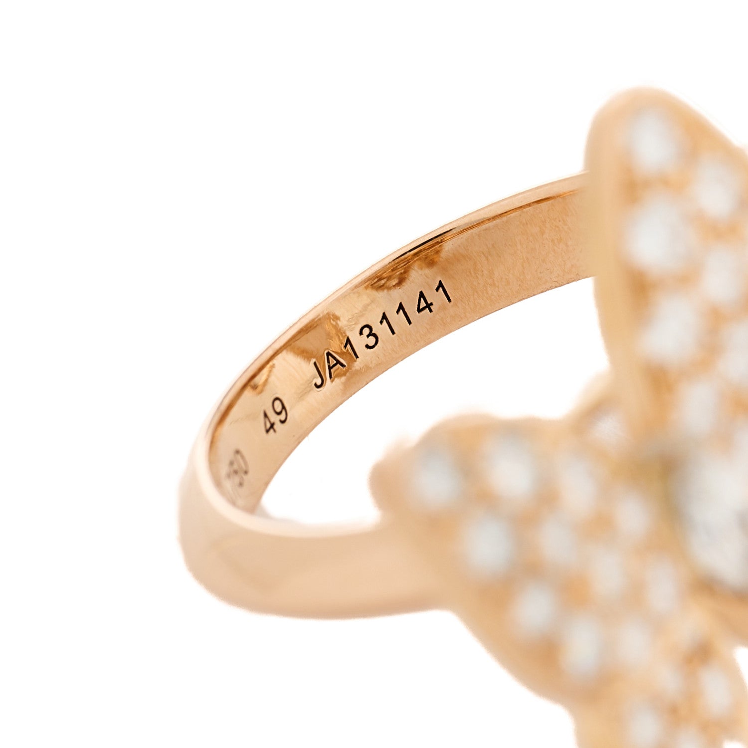 Van Cleef & Arpels 18K Rose Gold Diamond Mother of Pearl Two Butterfly Between The Finger Ring 49 4.75 6 of 6