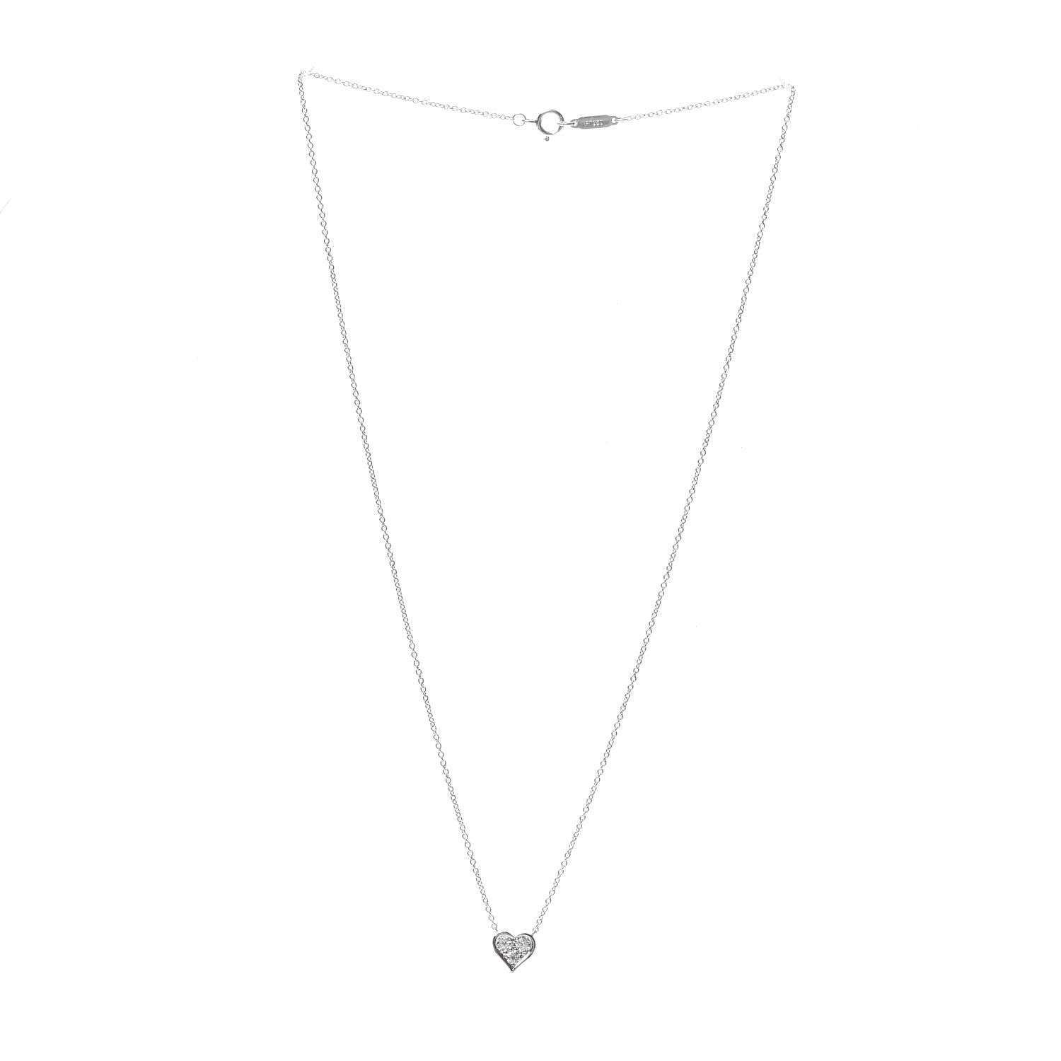 Tiffany Platinum Diamond Heart Pendant Necklace 3 of 6