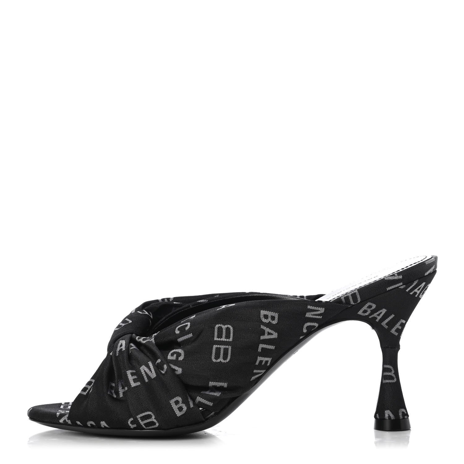 Balenciaga Jacquard Allover Logo Drapy 80mm Sandals 36.5 Black White 1 of 18