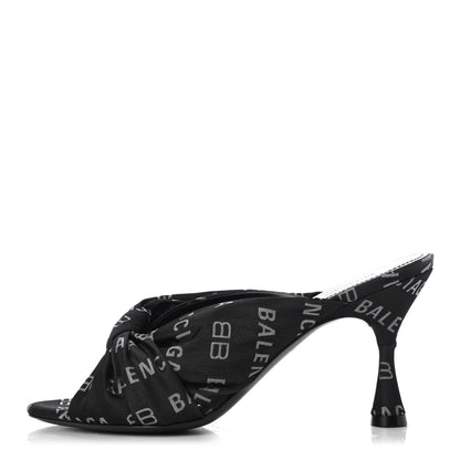 Balenciaga Jacquard Allover Logo Drapy 80mm Sandals 36.5 Black White 1 of 18