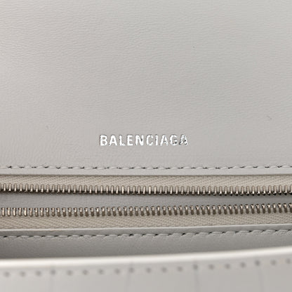 Balenciaga Shiny Calfskin Crocodile Embossed Small Hourglass Sling Shoulder Bag White 6 of 13