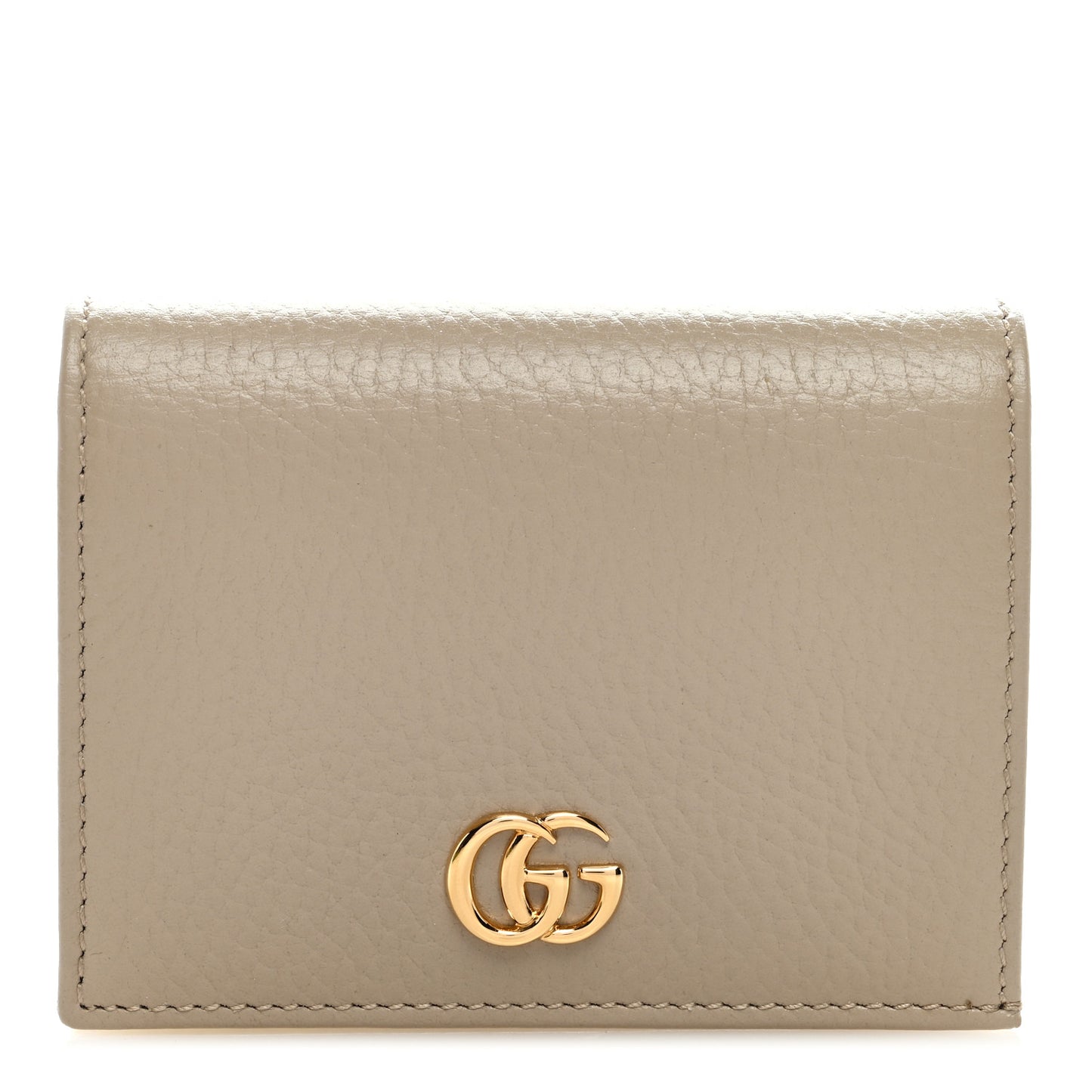 Dollar Calfskin Bi-Color GG Marmont Card Case Oatmeal Banana