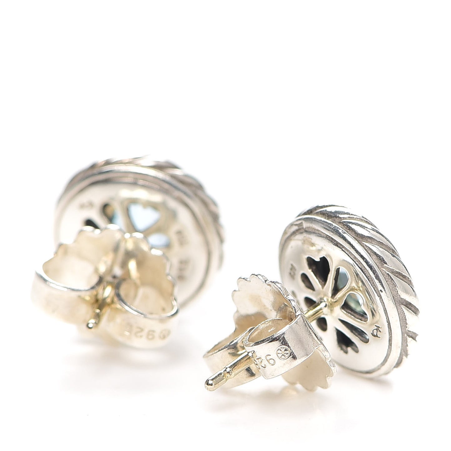 Sterling Silver 18K Yellow Gold Blue Topaz Cookie Cable Earrings