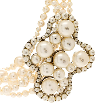 Chanel Pearl Multi Strand Choker Necklace Silver 4 of 7