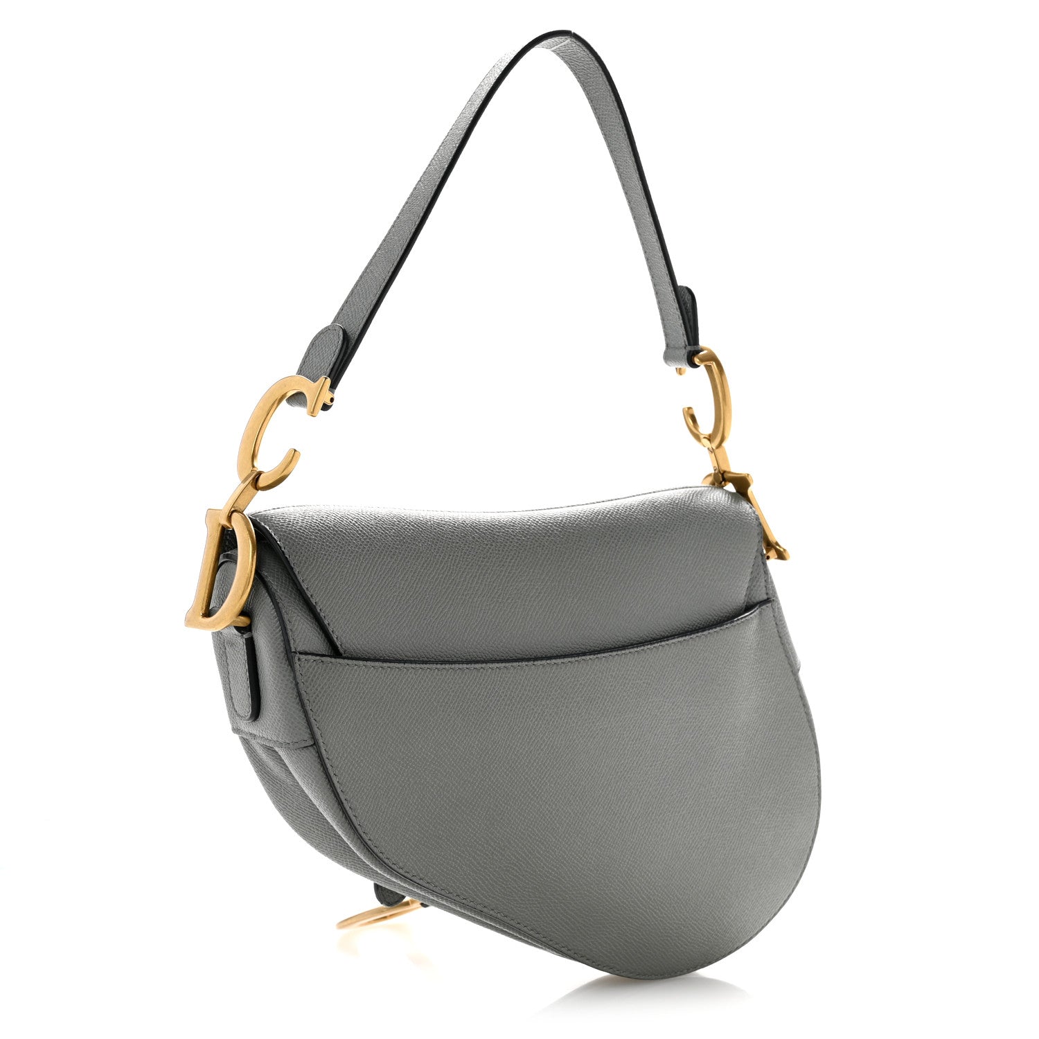 Christian Dior Grained Calfskin Saddle Bag Grey 3 of 12