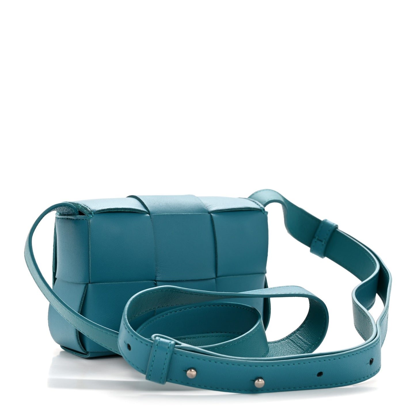 Lambskin Maxi Intreccio Candy Cassette Crossbody Bag Petrol Blue