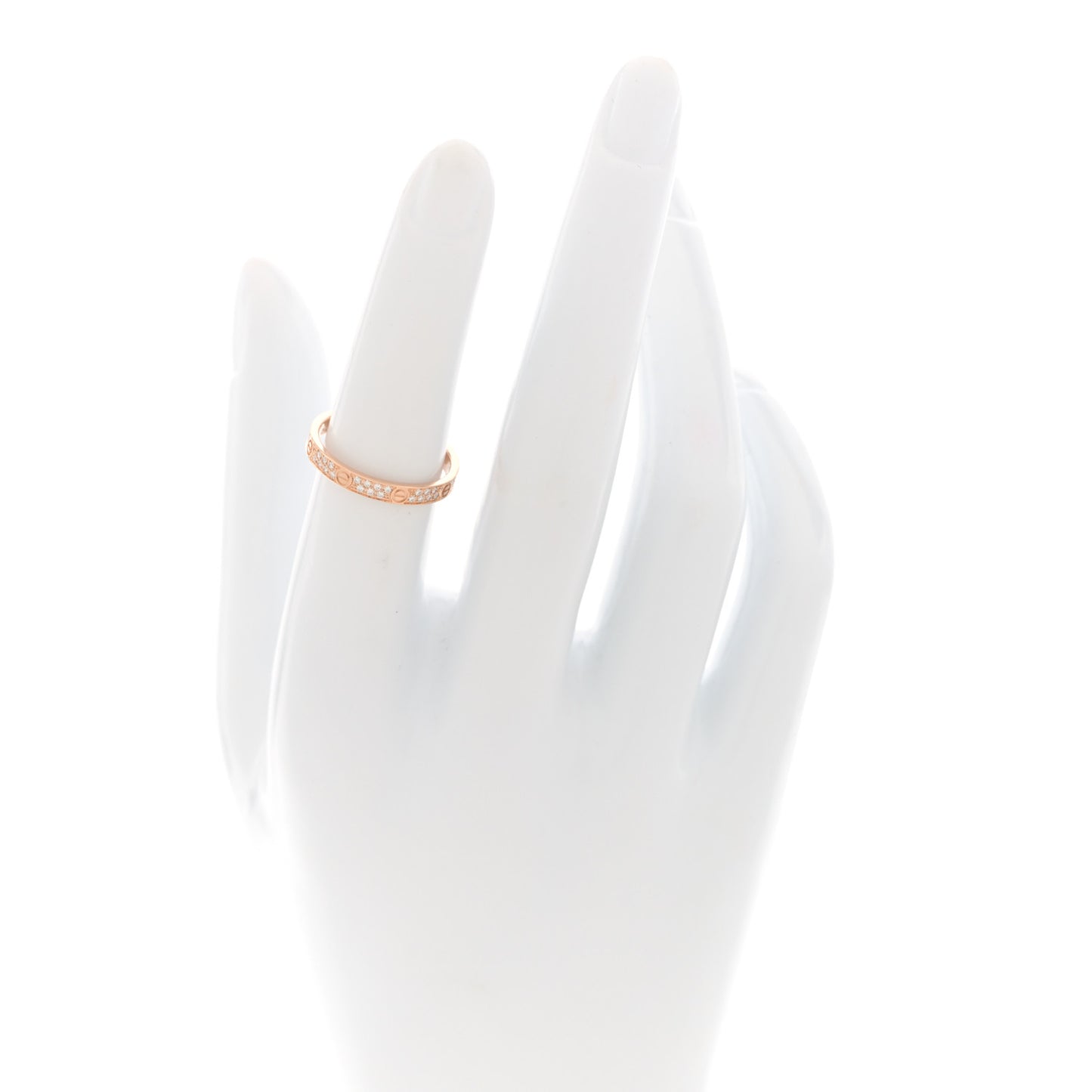 18K Pink Gold Diamond 2.6mm LOVE Paved Band Ring 51 5.75