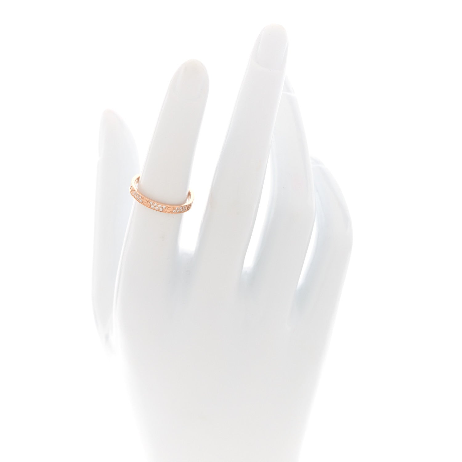 Cartier 18K Pink Gold Diamond 2.6mm LOVE Paved Band Ring 51/5.75 2 of 4