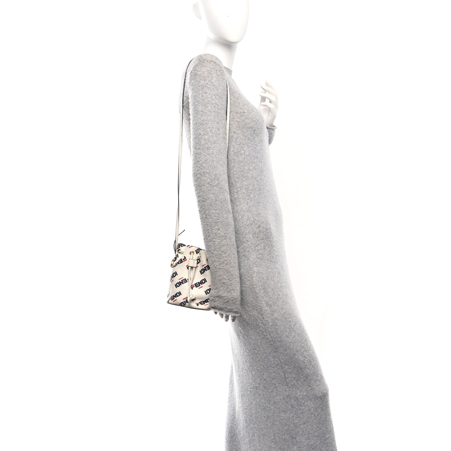 Fendi X FILA Vitello F is Fendi Mania Mini Mon Tresor Bucket Bag White 2 of 10
