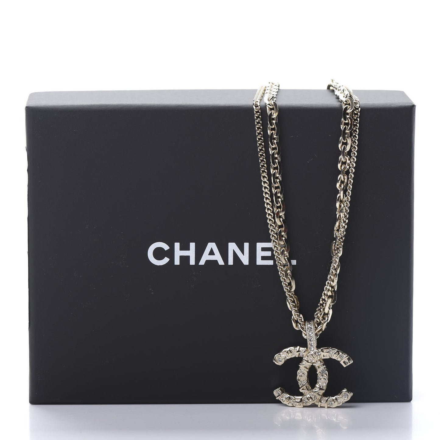 Crystal CC Multi Strand Chain Necklace Gold