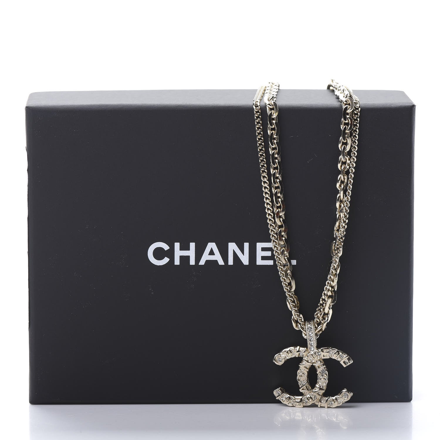 Chanel Crystal CC Multi Strand Chain Necklace Gold 5 of 5