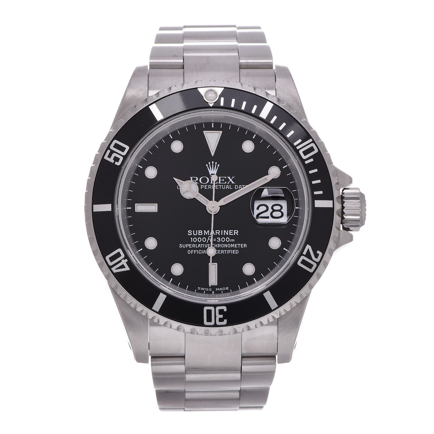Stainless Steel 40mm Oyster Perpetual Submariner Date Watch Black 16610