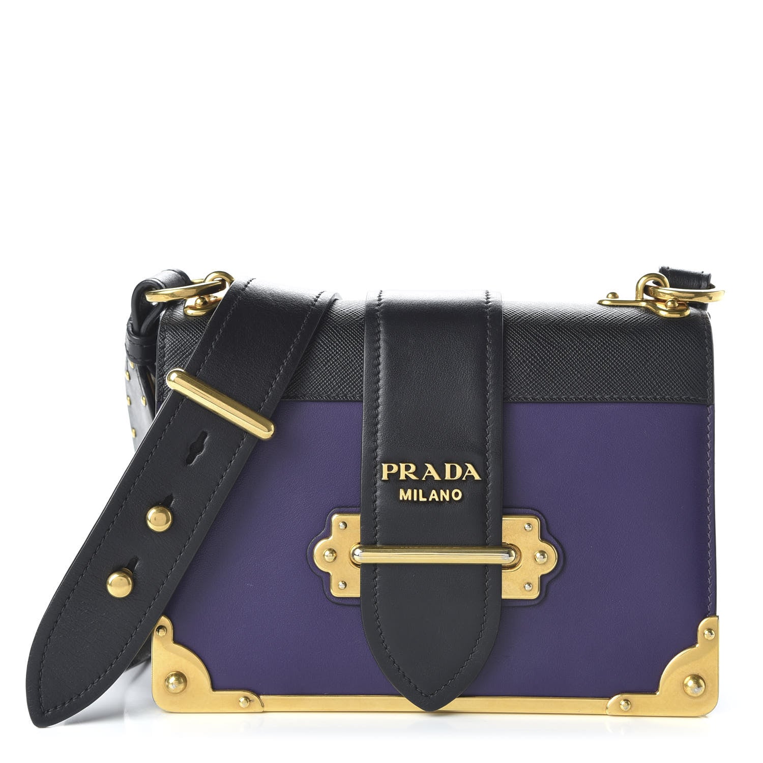 Prada City Calf Saffiano Cahier Bag Viola Black 1 of 9