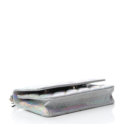 Chanel Iridescent Goatskin Quilted Wallet On Chain WOC Silver 4 of 12