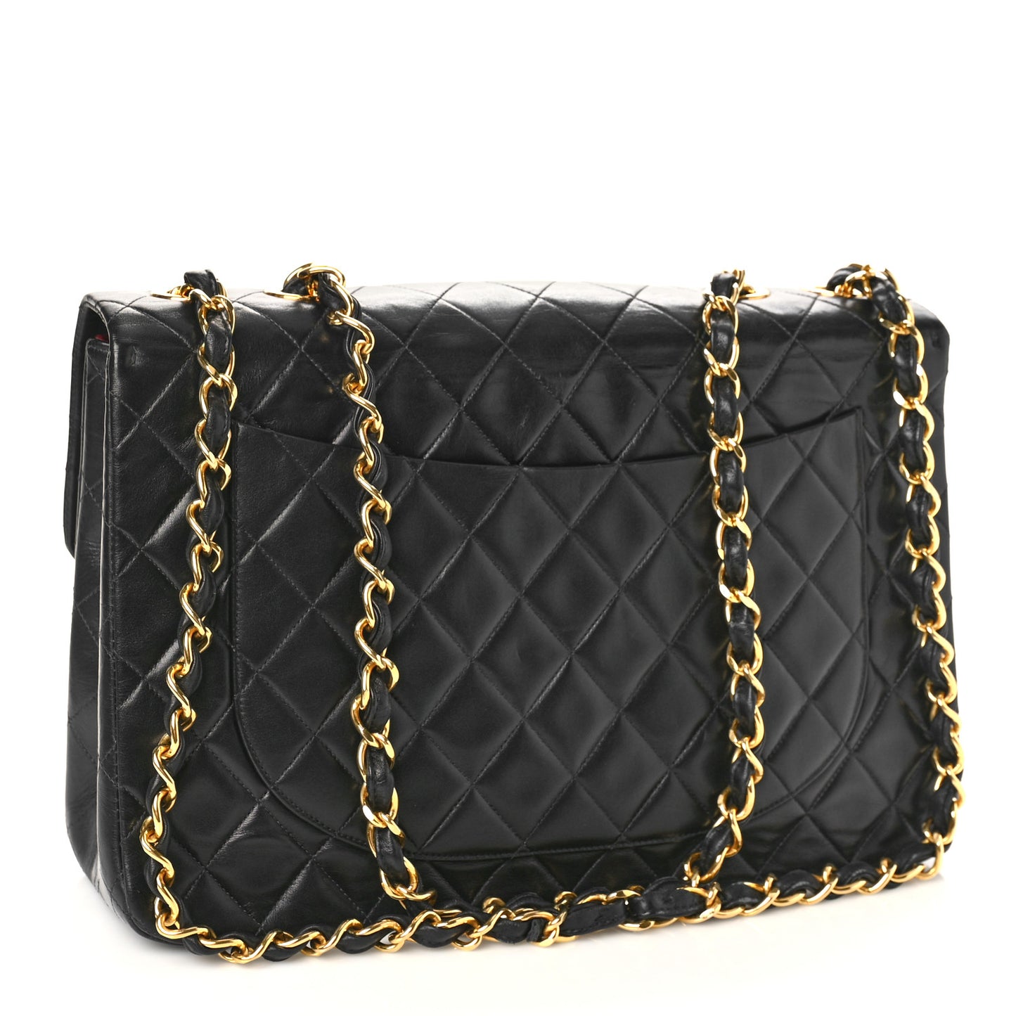 Lambskin Quilted XL Jumbo Single Flap Black