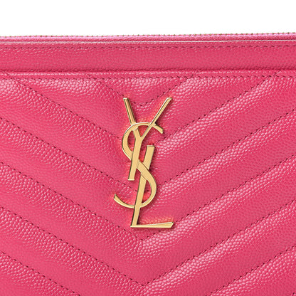 Saint Laurent Grain De Poudre Chevron Monogram Bill Pouch Fresh Fuxia 5 of 9