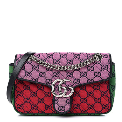 Gucci Monogram Multicolor Matelasse Diagonal Small GG Marmont Shoulder Bag Pink Blue Red Yellow Green 1 of 11