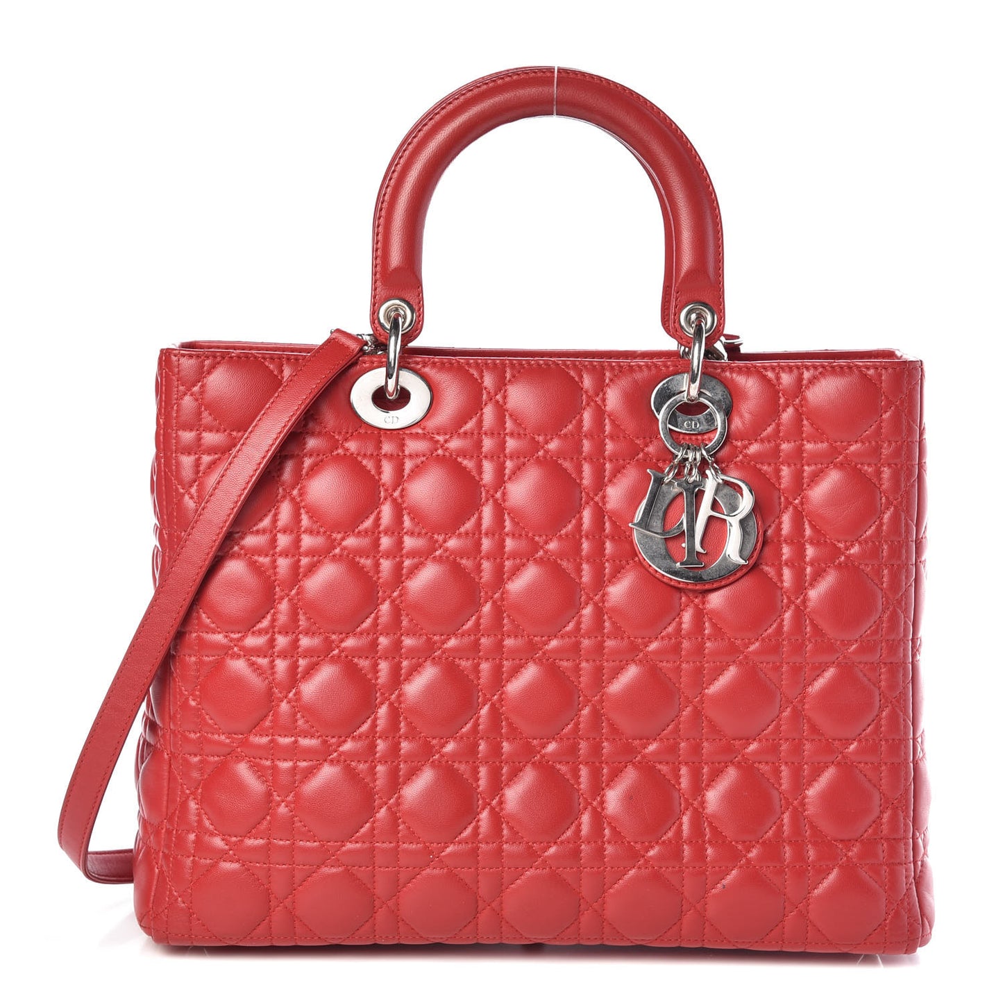 Lambskin Cannage Large Lady Dior Red