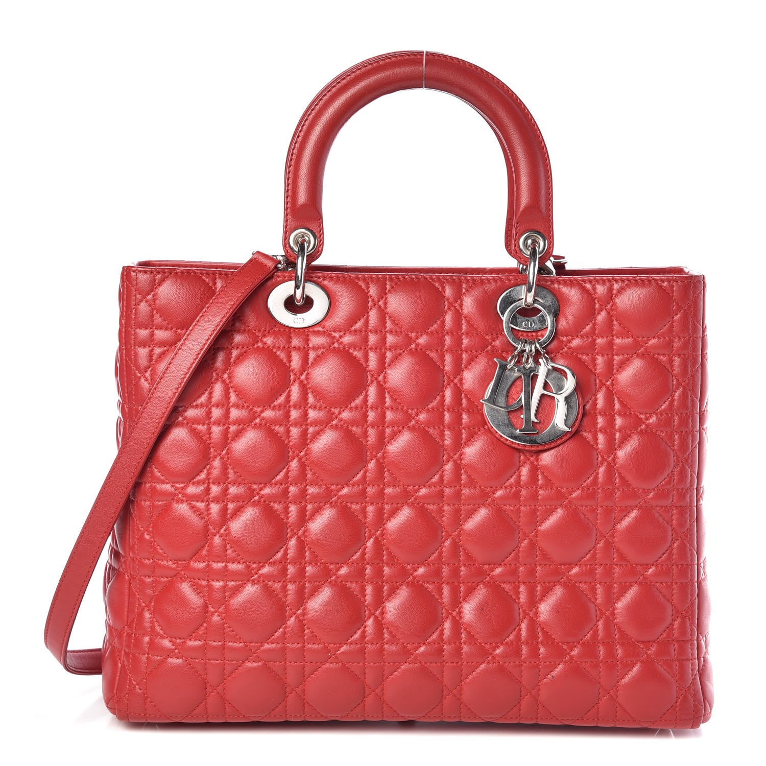 Christian Dior Lambskin Cannage Large Lady Dior Red 1 of 12