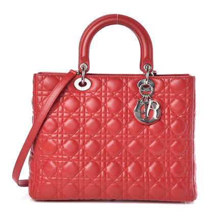 Christian Dior Lambskin Cannage Large Lady Dior Red 1 of 12