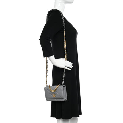 Chanel Lambskin Quilted Chanel 19 Wallet On Chain WOC Grey 2 of 12