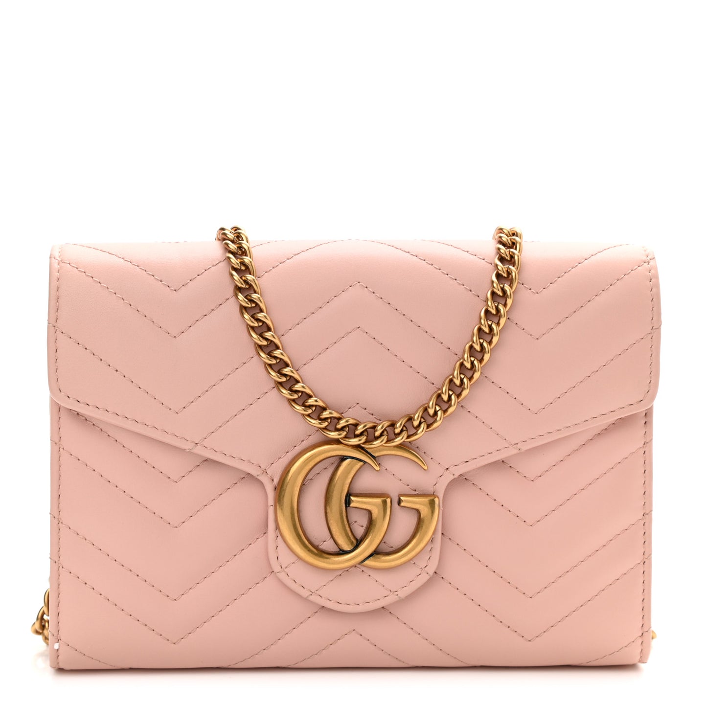 Calfskin Matelasse GG Marmont Chain Wallet Perfect Pink