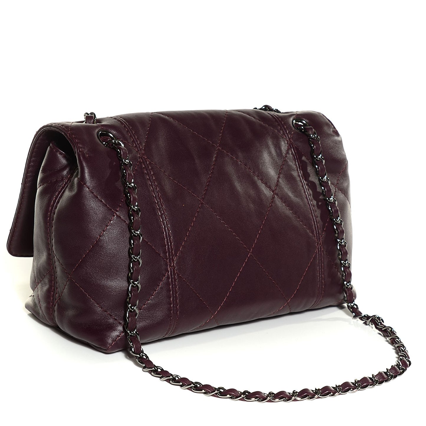 Lambskin Quilted Large Soft Touch Flap Burgundy