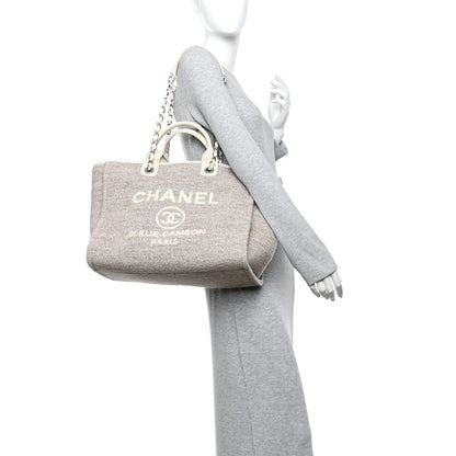 Chanel Mixed Fibers Calfskin Medium Deauville Tote Light Grey 2 of 10