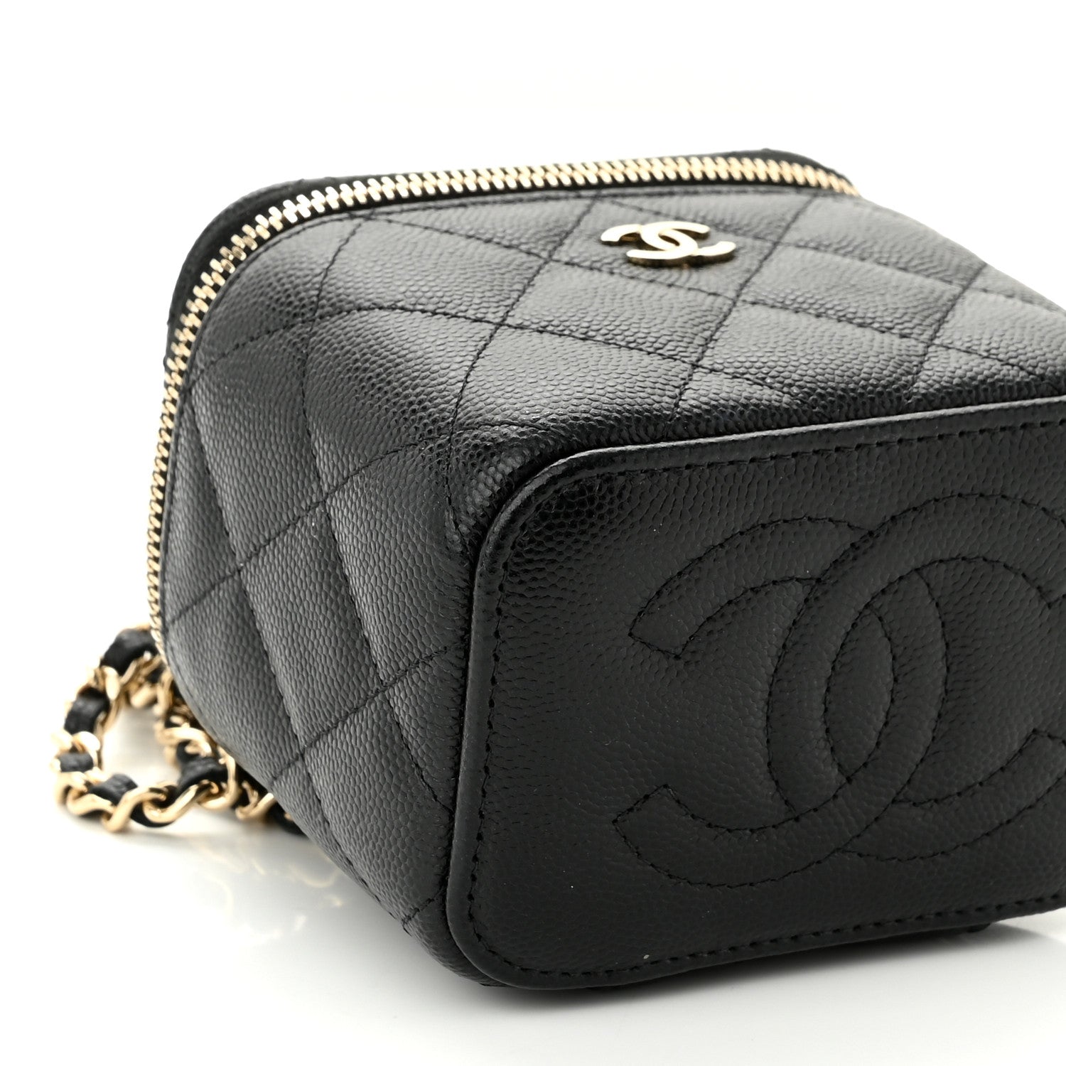 Chanel Caviar Quilted Mini Vanity Case With Chain Black 9 of 10