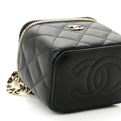 Chanel Caviar Quilted Mini Vanity Case With Chain Black 9 of 10
