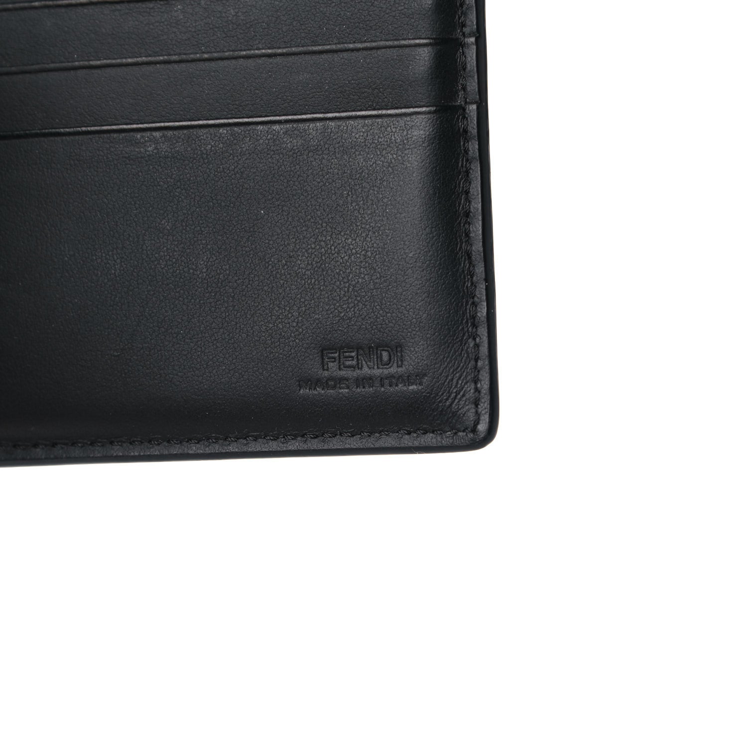 Fendi Vitello Liberty Bi-Color FF 1974 Embossed Inlay Bi-Fold Wallet Black 6 of 11