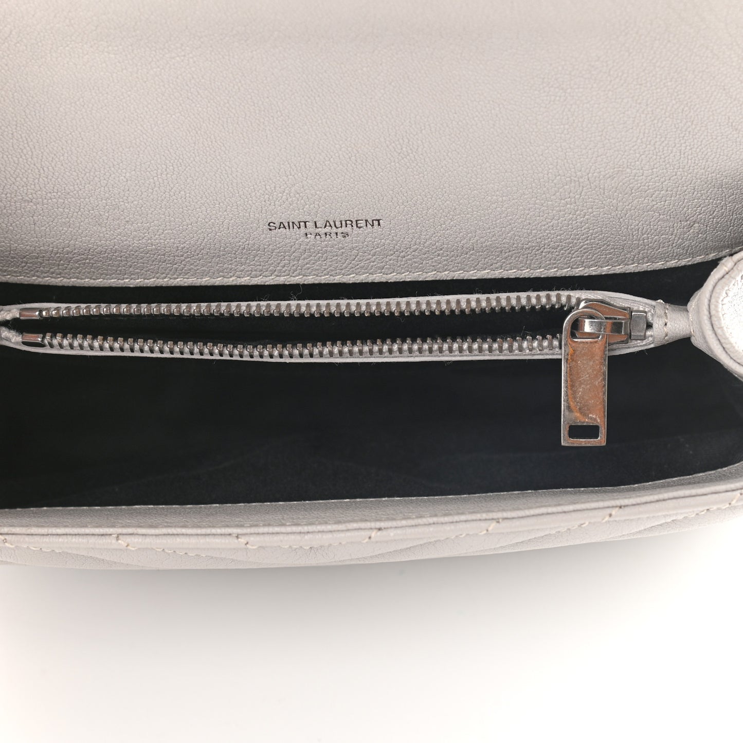 Sheepskin Matelasse Chevron Monogram Medium College Bag Granite