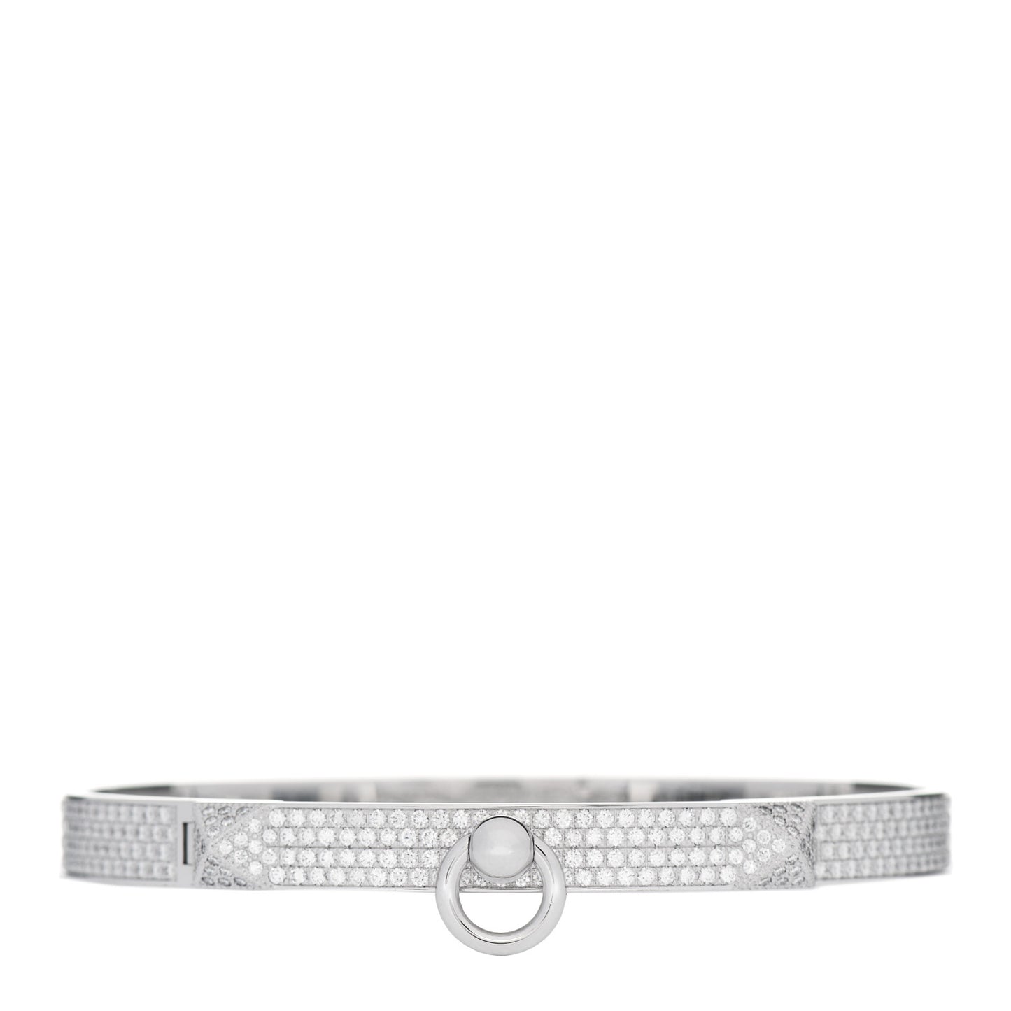 18K White Gold Diamond PM Collier De Chien Full Pave Bracelet LG