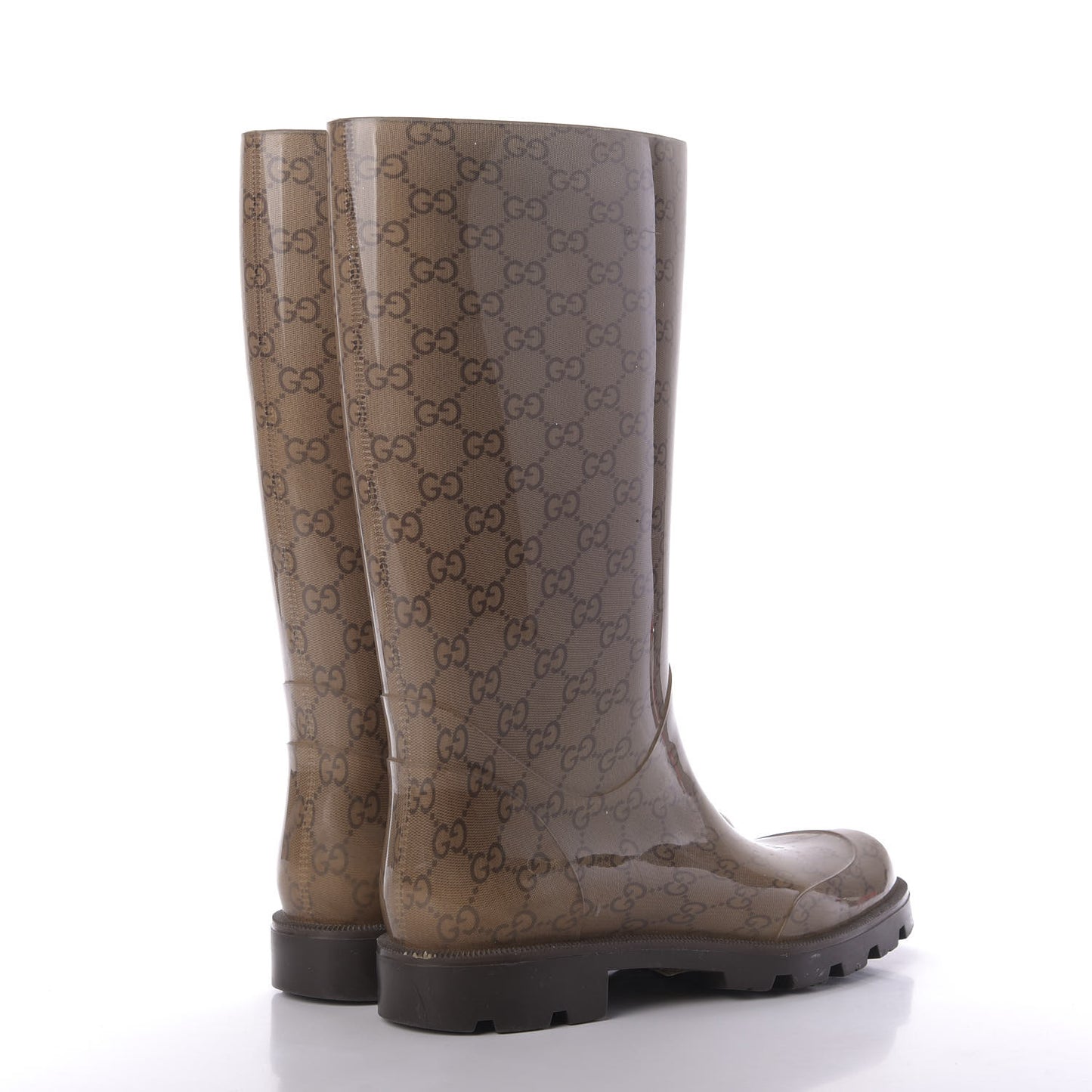 Rubber Monogram Edinburg Rain Boots 40 Transparent Cocoa