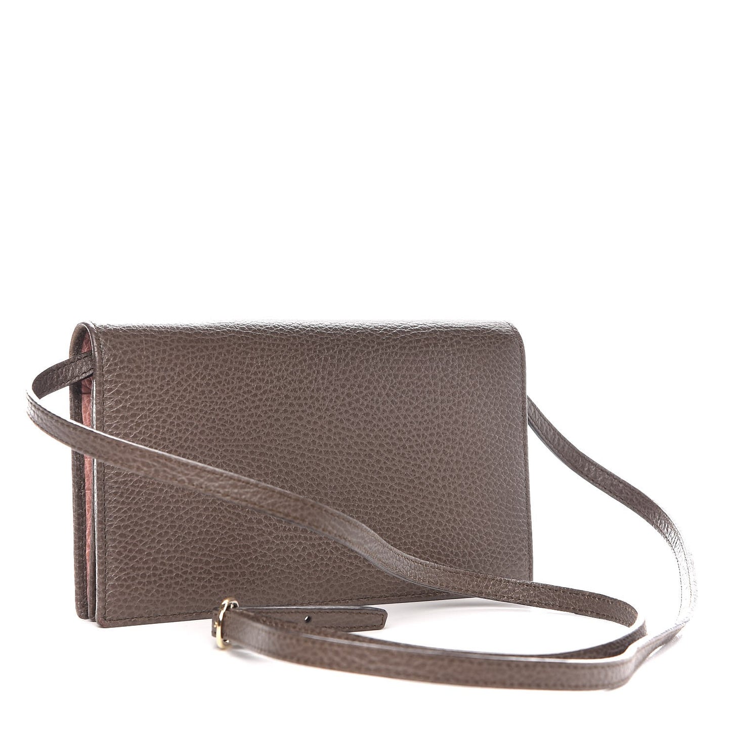Dollar Calfskin Bi-Color Mini Swing Wallet Bag Grey Field Soft Pink