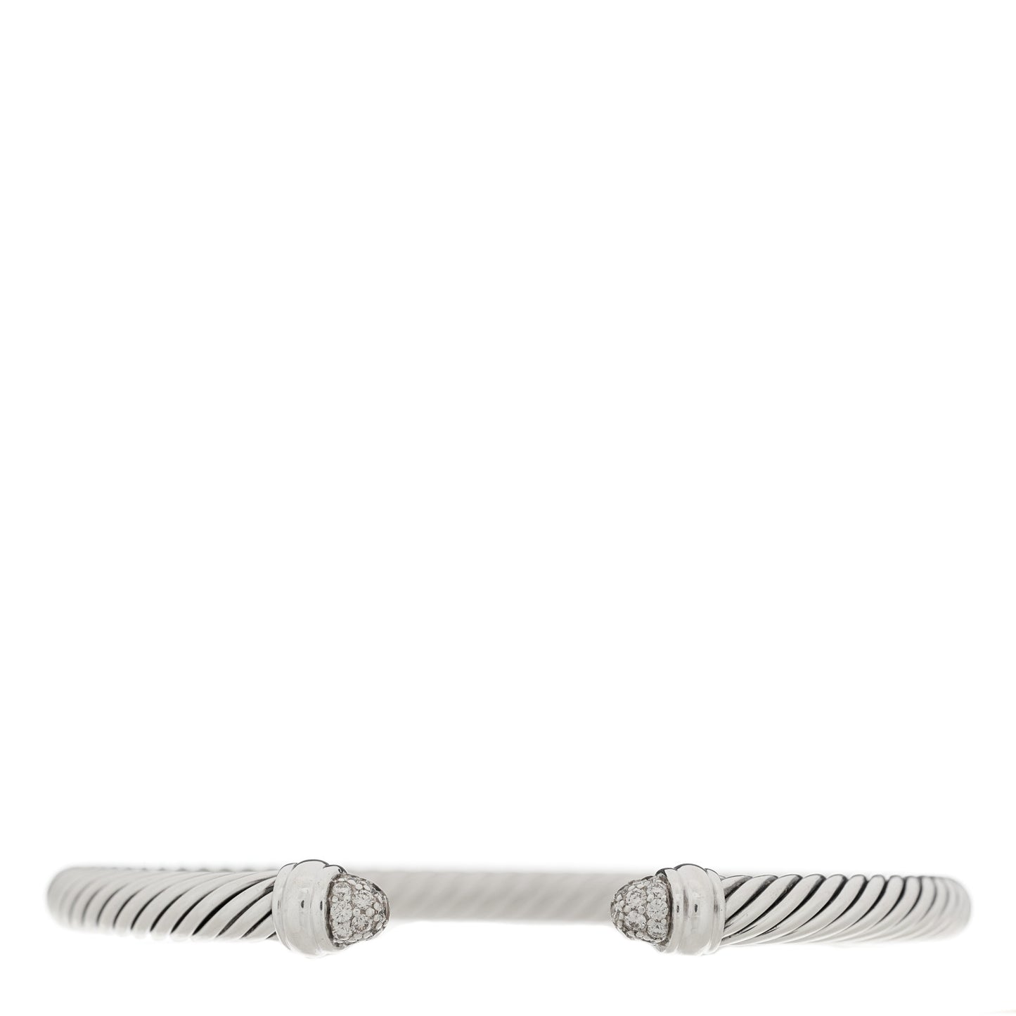 Sterling Silver Pave Diamond 5mm Cable Classics Bracelet