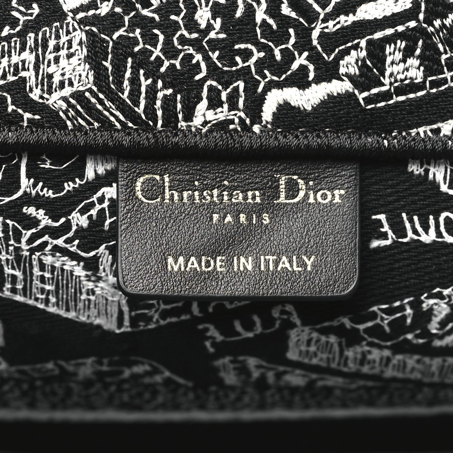 Canvas Embroidered Medium Plan De Paris Book Tote Black White