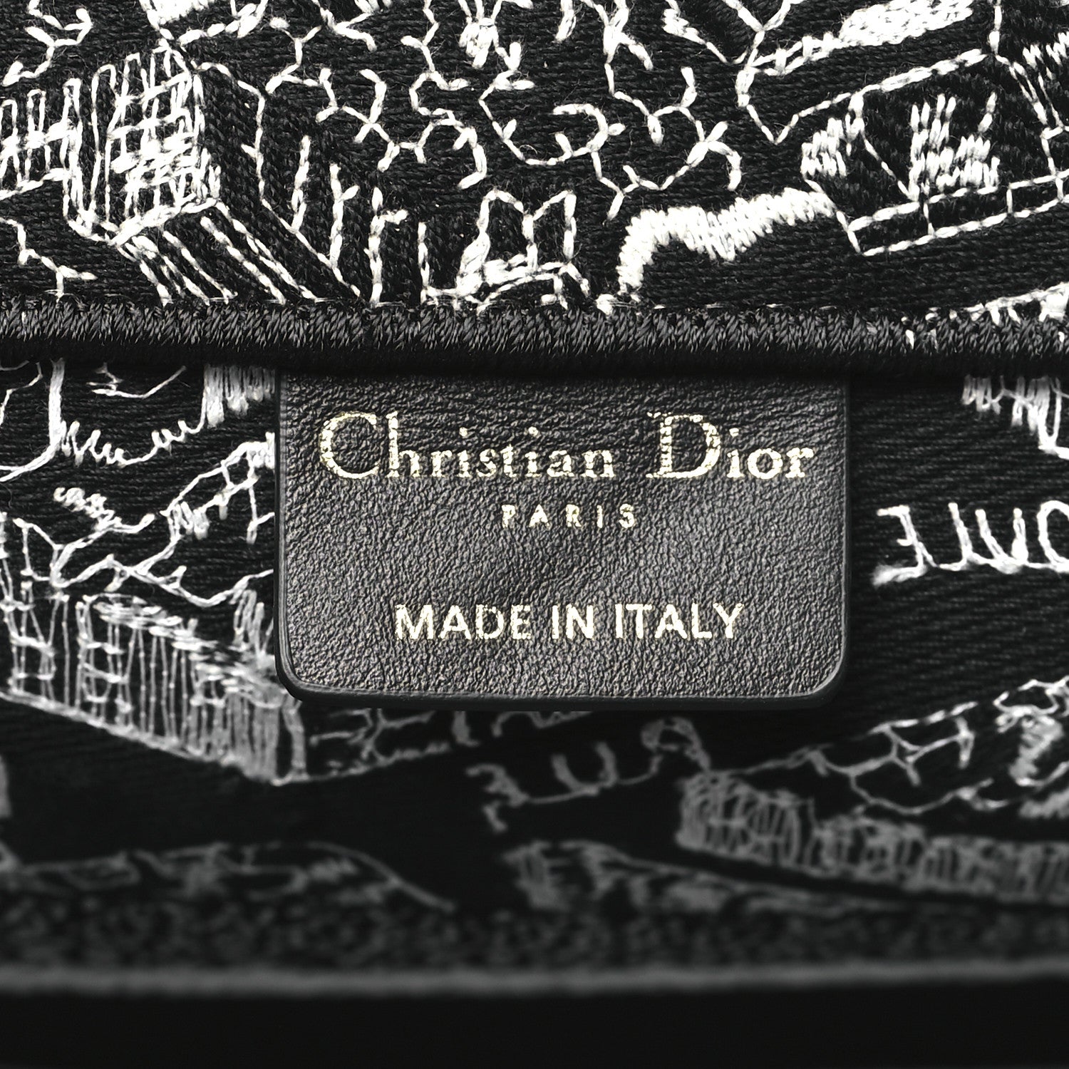 Christian Dior Canvas Embroidered Medium Plan De Paris Book Tote Black White 6 of 10