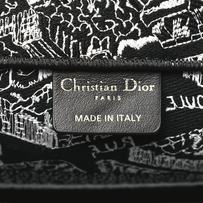 Christian Dior Canvas Embroidered Medium Plan De Paris Book Tote Black White 6 of 10