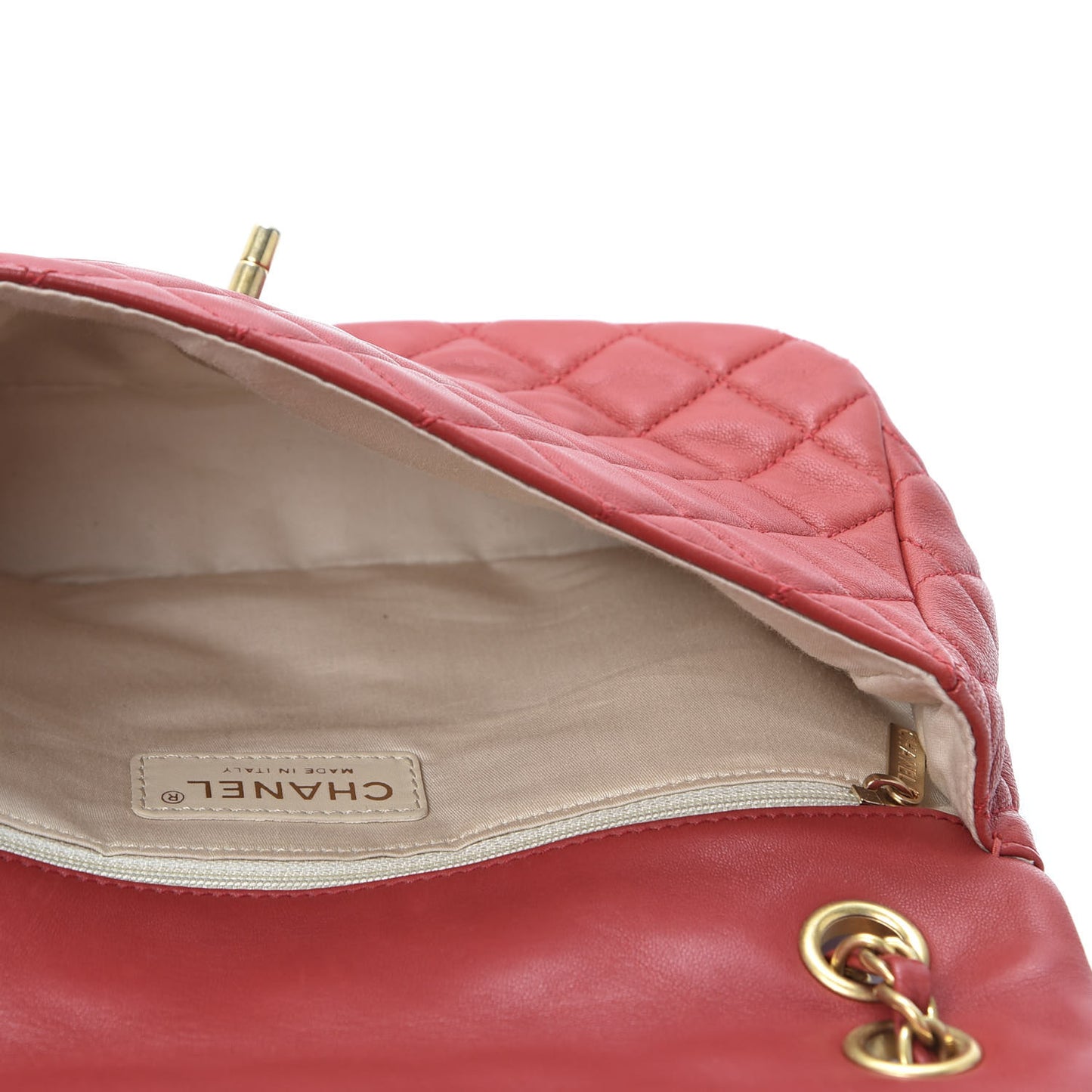 Lambskin Quilted Valentine Charms Medium Flap Red