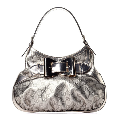 Gucci Metallic Guccissima Queen Bow Hobo Platinum 1 of 9