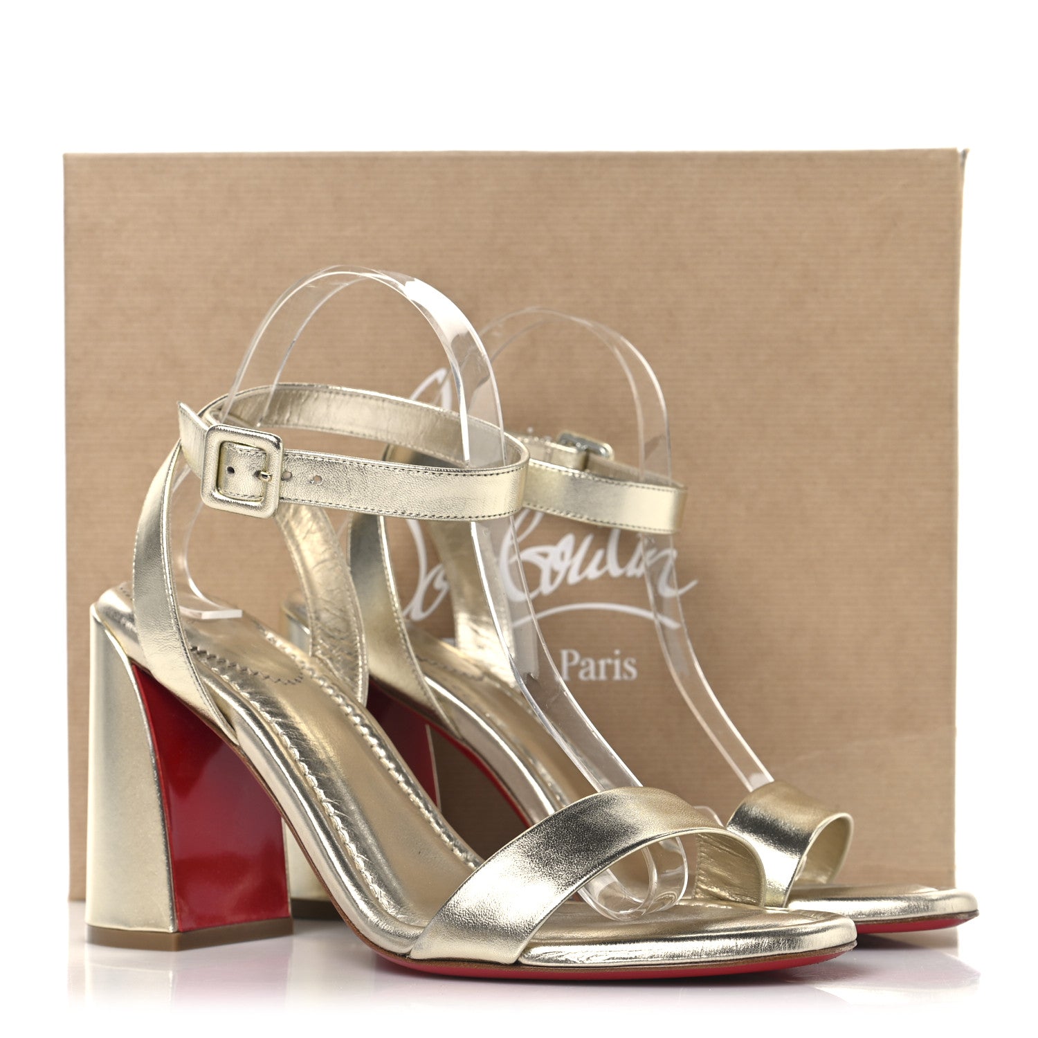 Christian Louboutin Kid Laminato Miss Sabina 85 Sandals 41 Platine 9 of 9