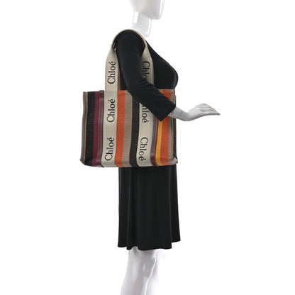 Chloe Cotton Calfskin Medium Woody Striped Tote Multicolor 2 of 9