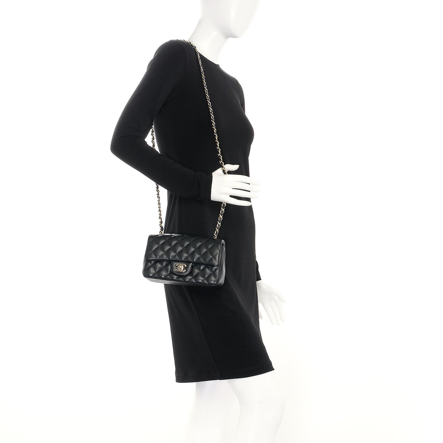 Caviar Quilted Mini Rectangular Flap Black