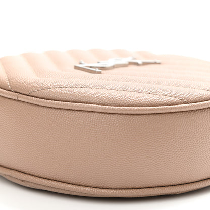 Saint Laurent Grain De Poudre Matelasse Chevron Quilted Round Vinyle Camera Bag Gold Sand 10 of 11