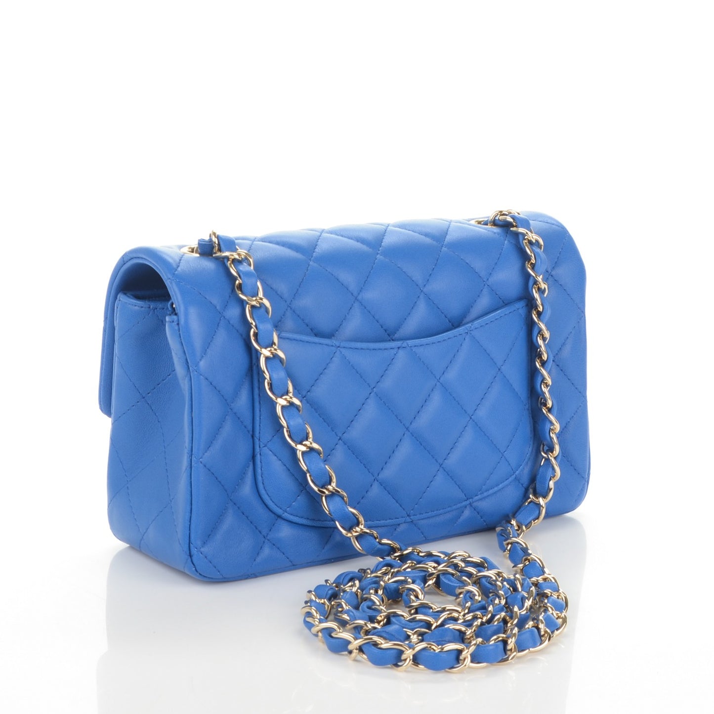 Lambskin Quilted Mini Rectangular Flap Blue
