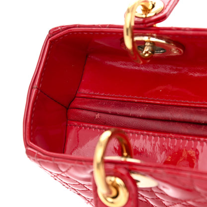 Christian Dior Patent Cannage Medium Lady Dior Red 11 of 13