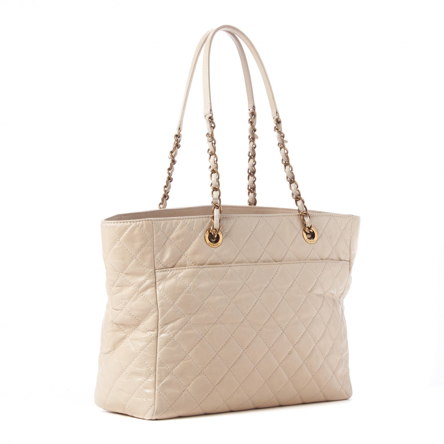 Chanel Glazed Calfskin Quilted Large Front Pocket Tote Beige 2 of 8