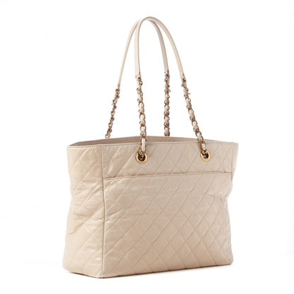 Chanel Glazed Calfskin Quilted Large Front Pocket Tote Beige 2 of 8